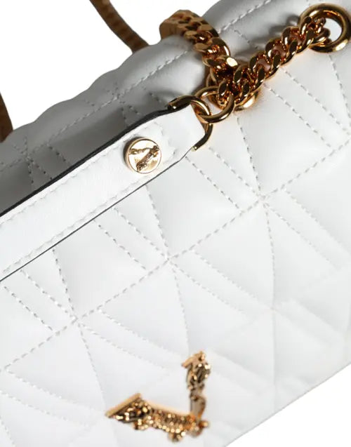 Versace WHITE MINI NAPPA LEATHER CROSSBODY SHOULDER BAG