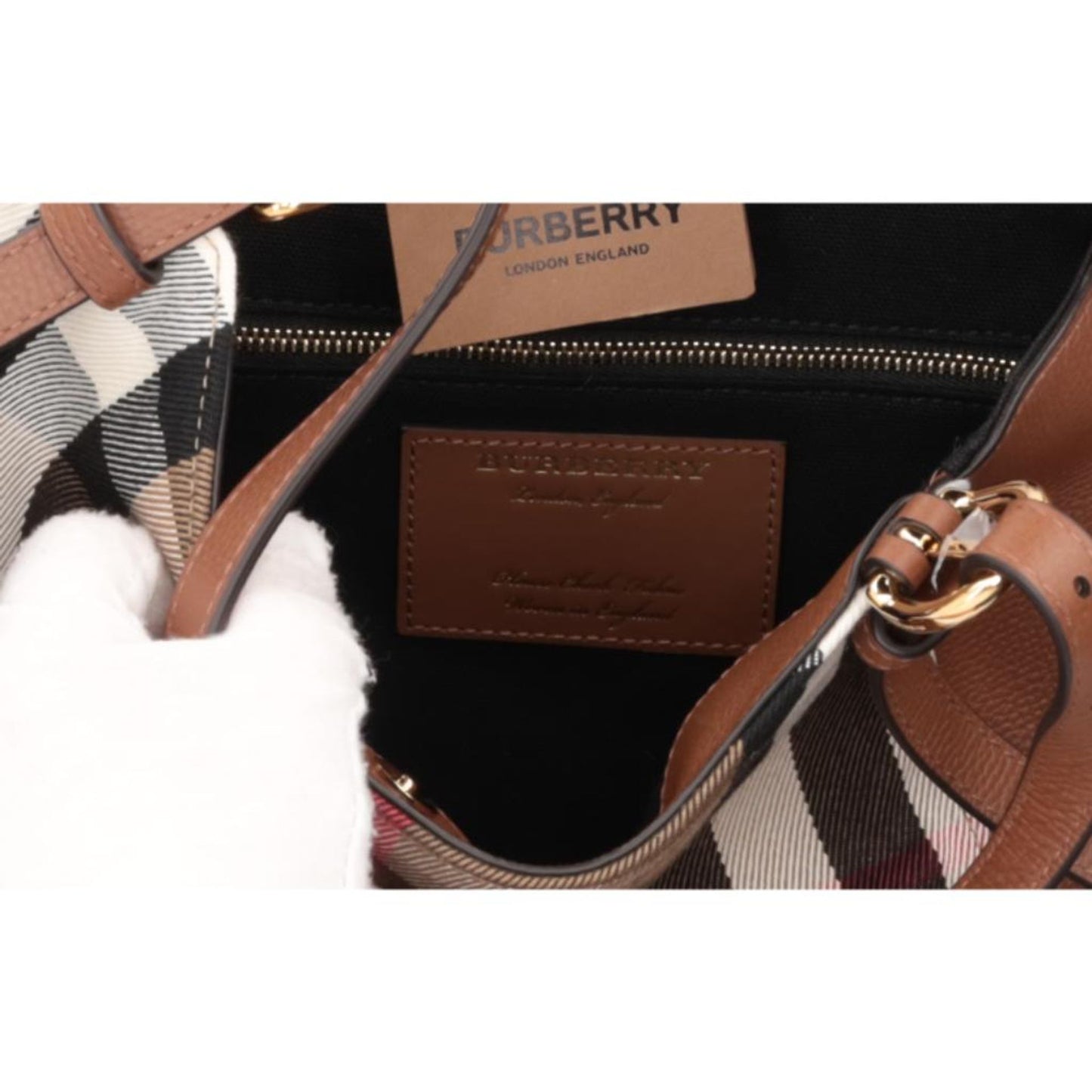 Burberry tan/plaid leather Shoulder bags