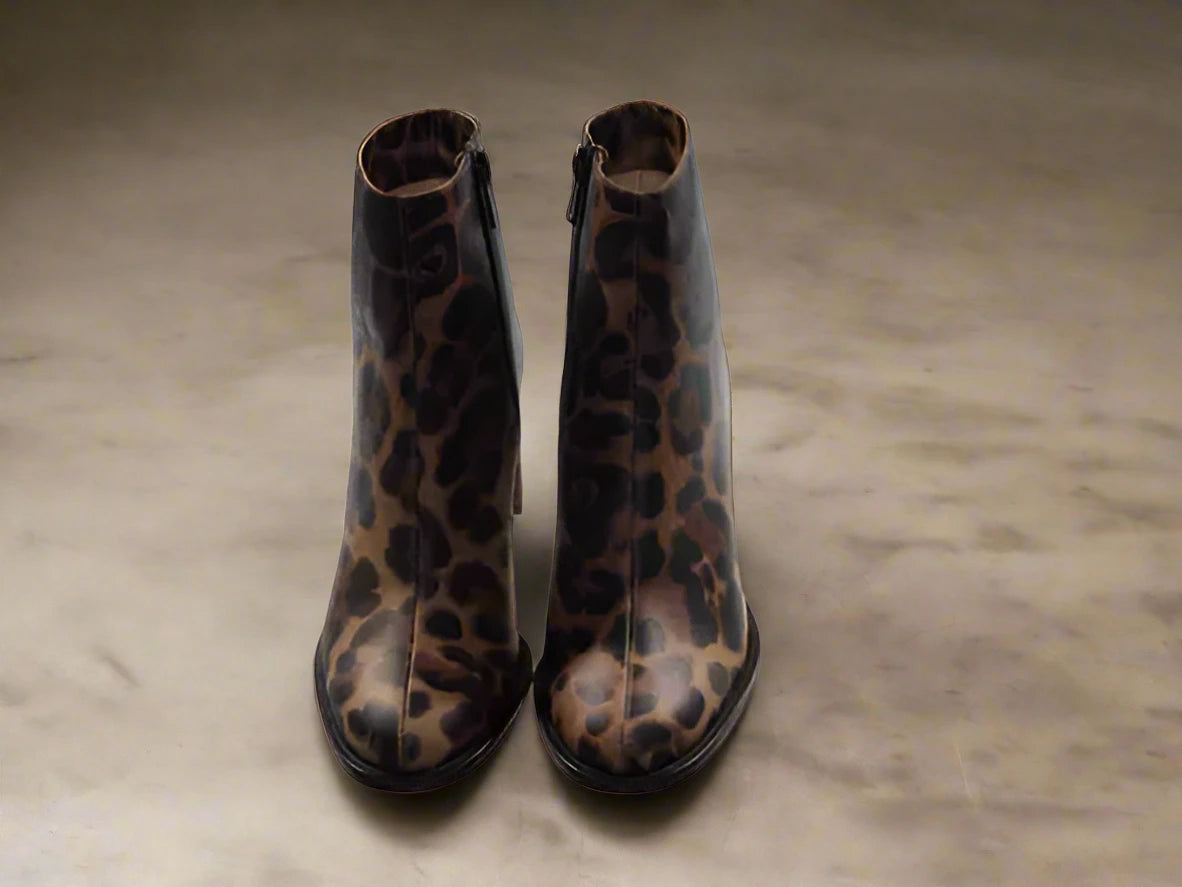 Christian Louboutin ADOXA 70 BROWN LEOPARD PRINT HIGH HEEL BOOTS