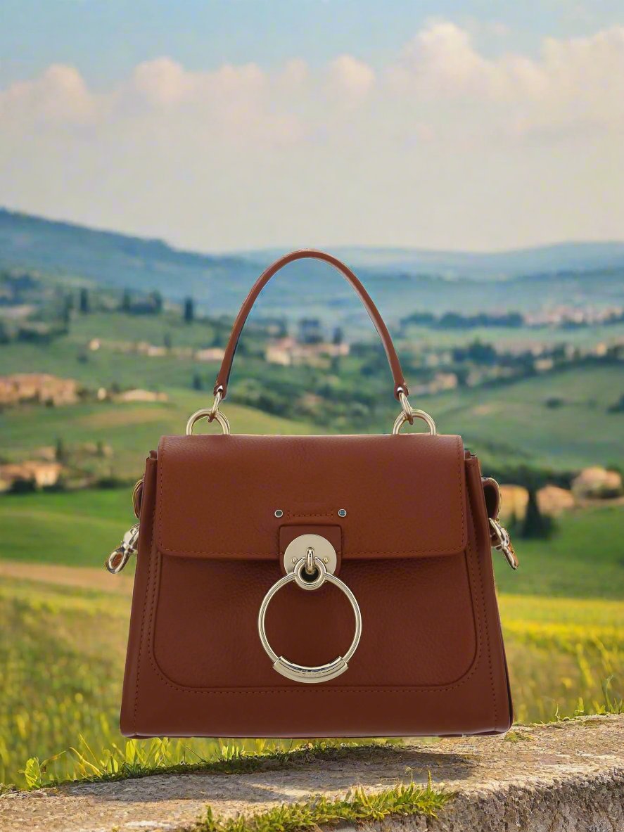 CHLOÉ Sepia Brown Calfskin Shoulder Handbag