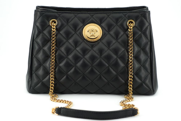 VERSACE Elegant Quilted Nappa Leather Tote Bag