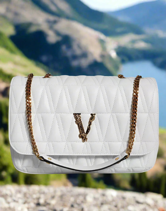 BOLSO BANDOLERA MINI DE PIEL NAPA BLANCA DE VERSACE