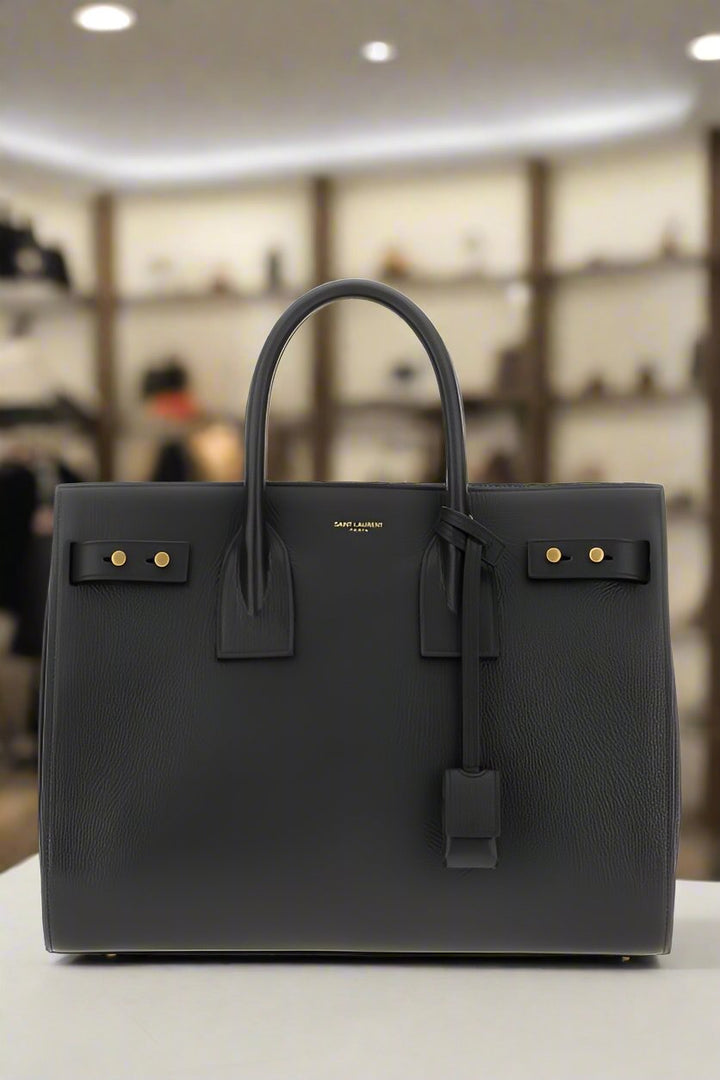 SAINT LAURENT Black Calf Leather Sac De Jour Handbag