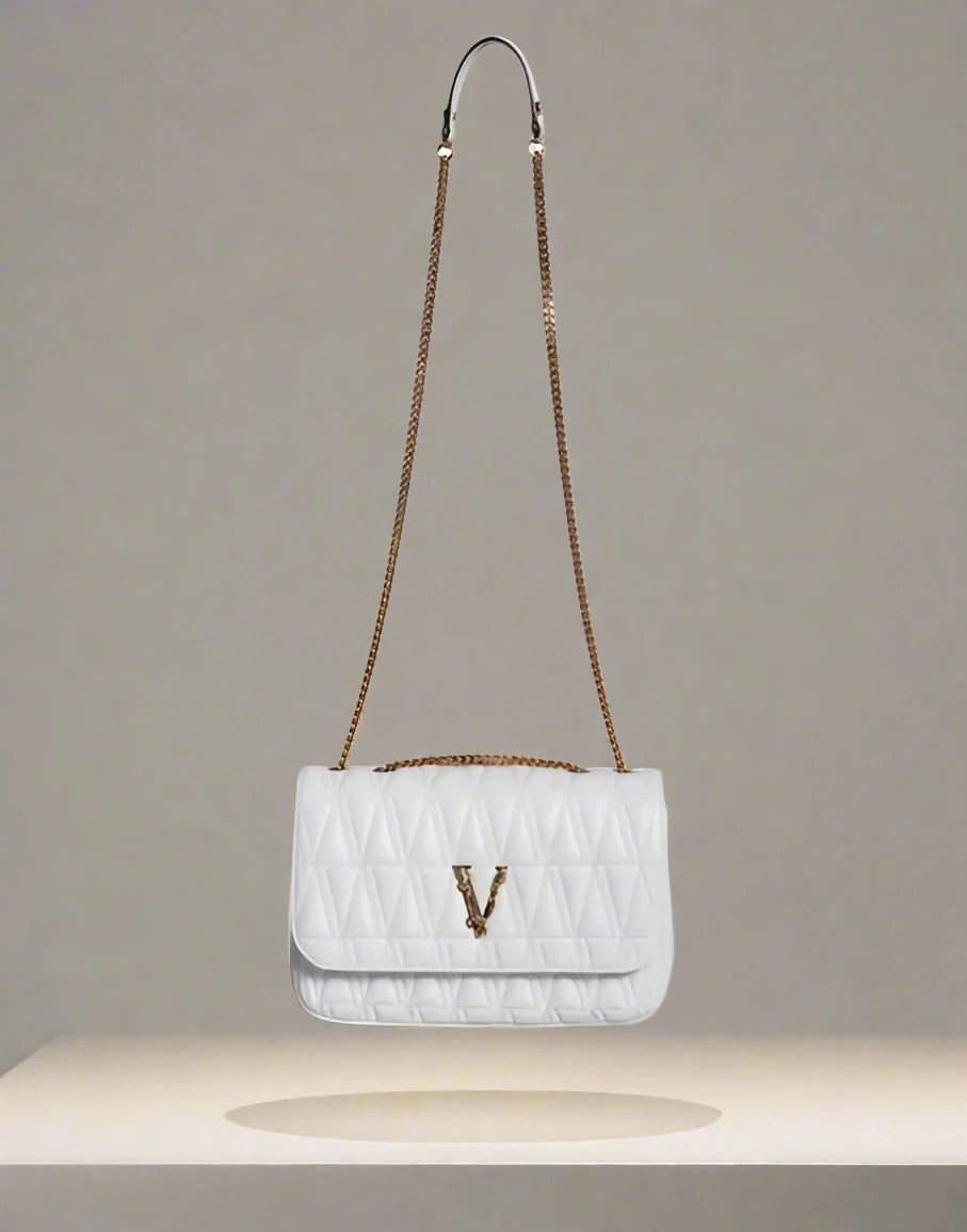 BOLSO BANDOLERA MINI DE PIEL NAPA BLANCA DE VERSACE