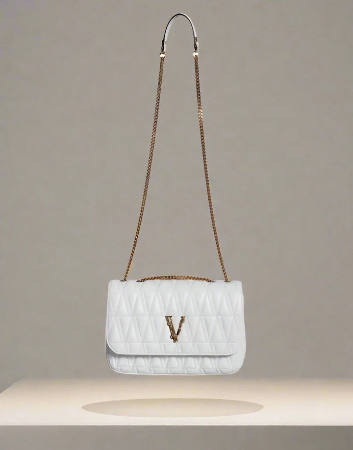 BOLSO BANDOLERA MINI DE PIEL NAPA BLANCA DE VERSACE