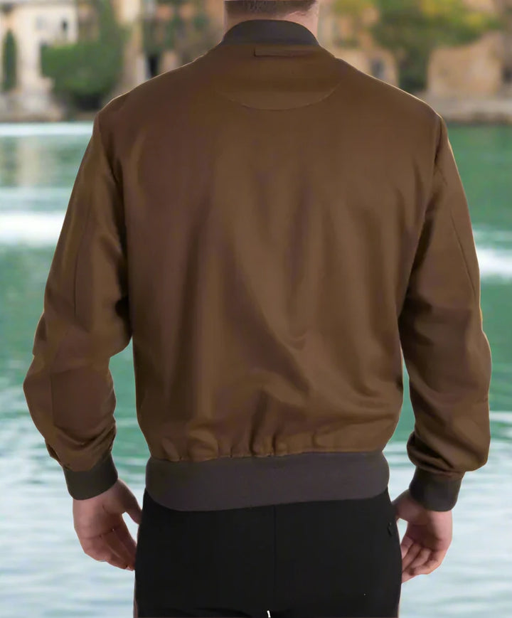 VESTE BOMBER EN CACHEMIRE MARRON AVEC FERMETURE ÉCLAIR POUR HOMMES Dolce &amp; Gabbana