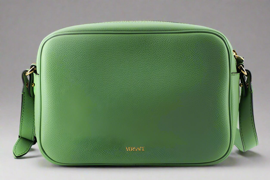 VERSACE Elegant Mint Green Leather Camera Case Bag