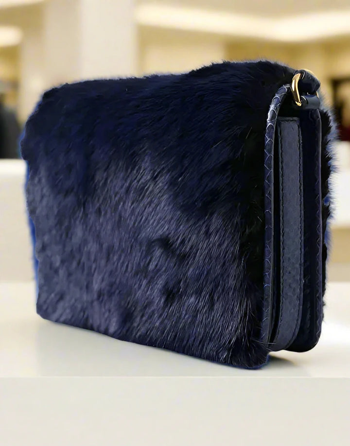 Dolce & Gabbana EXQUISITE BLUE MINK FUR SHOULDER BAG SKU BAG1196