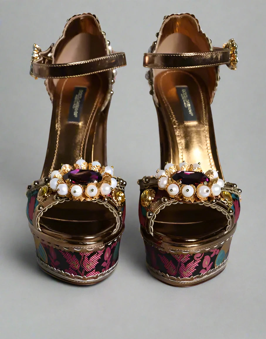 Chaussures sandales Keira en jacquard fuchsia Dolce &amp; Gabbana