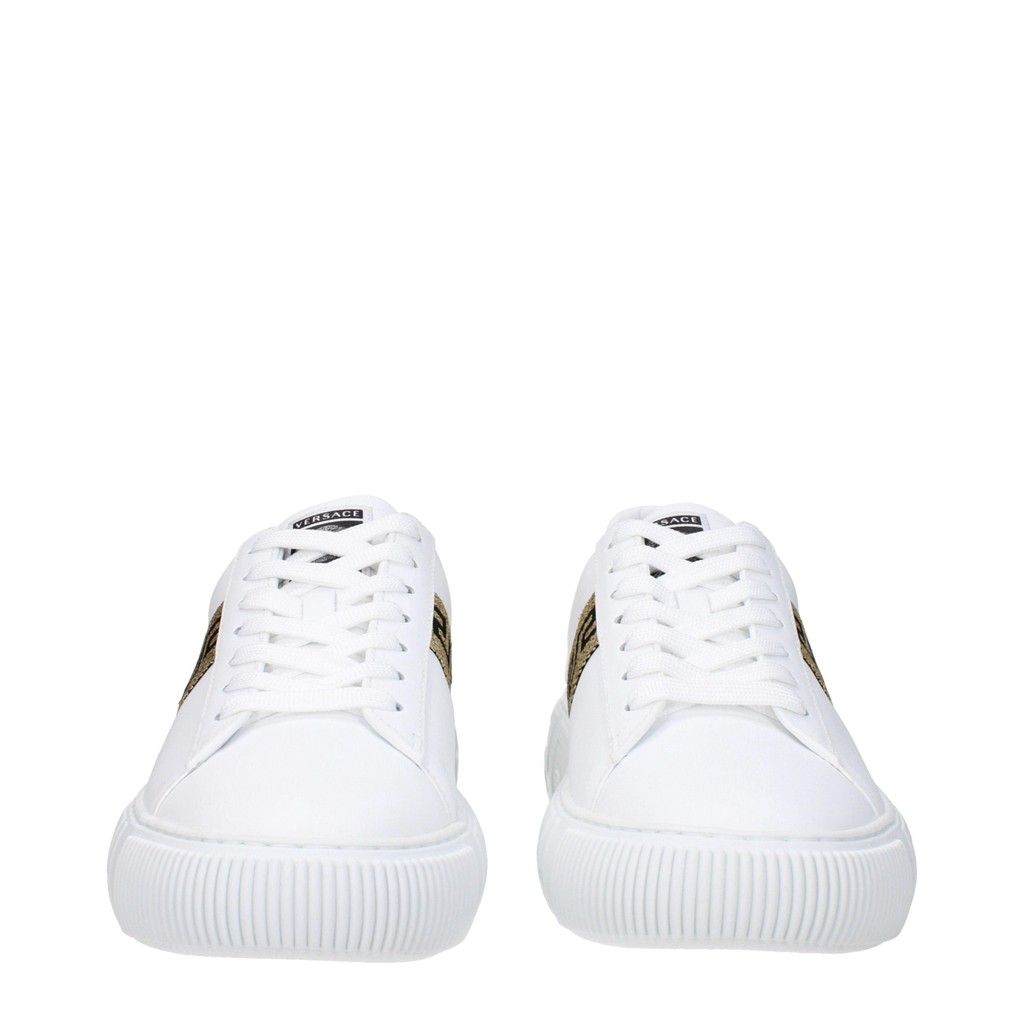 VERSACE men's white/gold/black low top sneakers