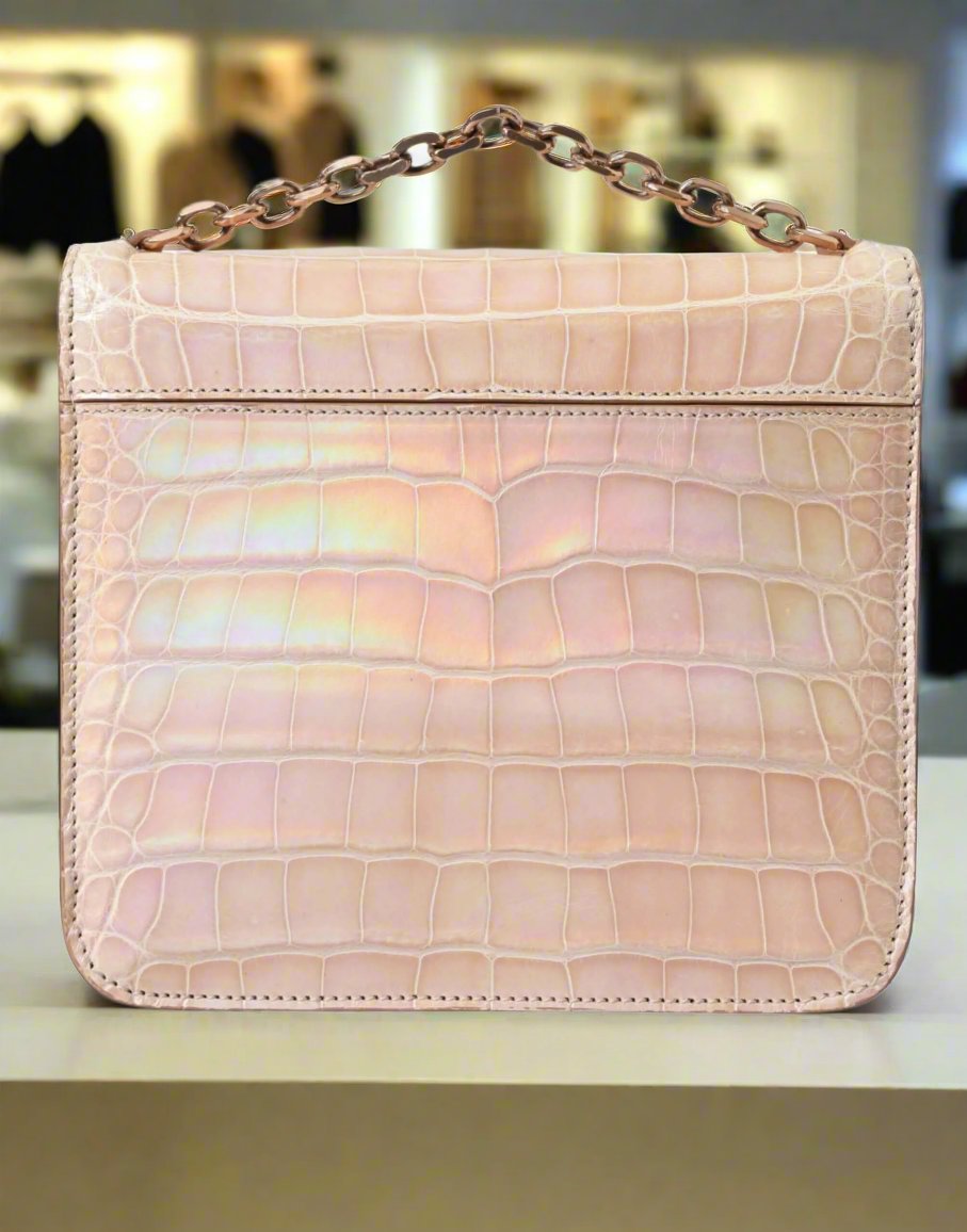 BALENCIAGA pink Mini Chain Beige Clutch for Evening Elegance