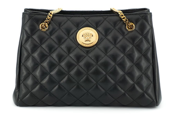 VERSACE Elegant Quilted Nappa Leather Tote Bag