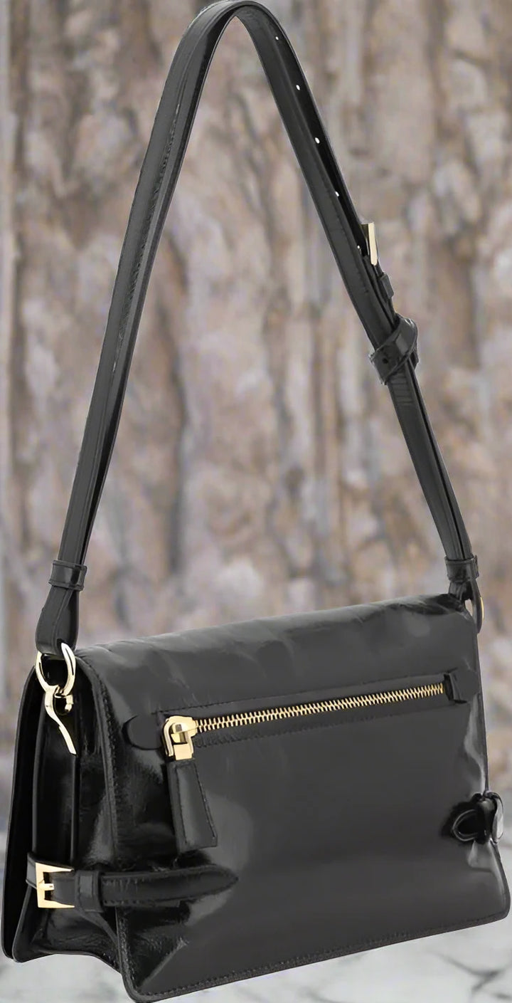 BOLSO DE HOMBRO PRADA CON LOGO NEGRO 