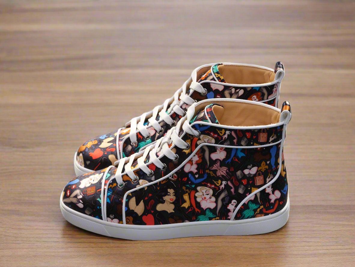 CHRISTIAN LOUBOUTIN men's all-over graphic print sneakers