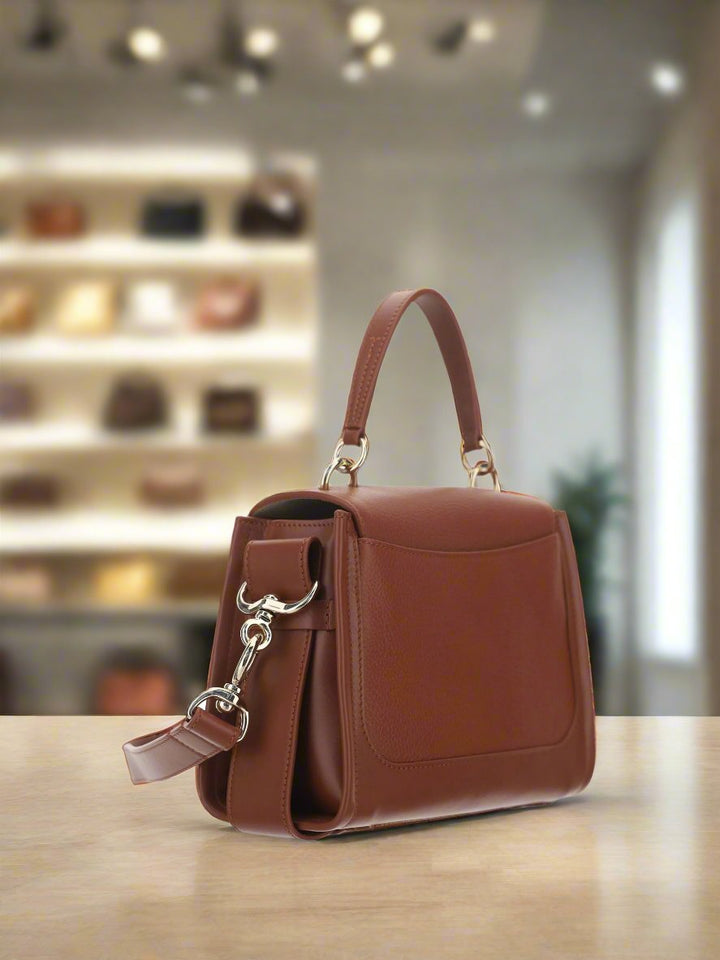 CHLOÉ Sepia Brown Calfskin Shoulder Handbag