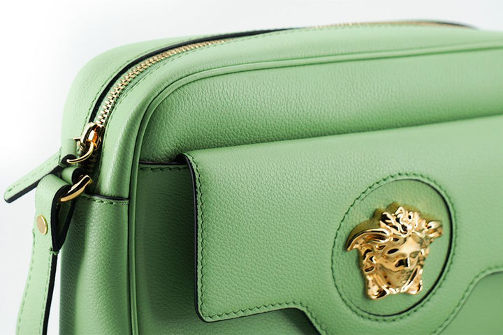 VERSACE Elegant Mint Green Leather Camera Case Bag