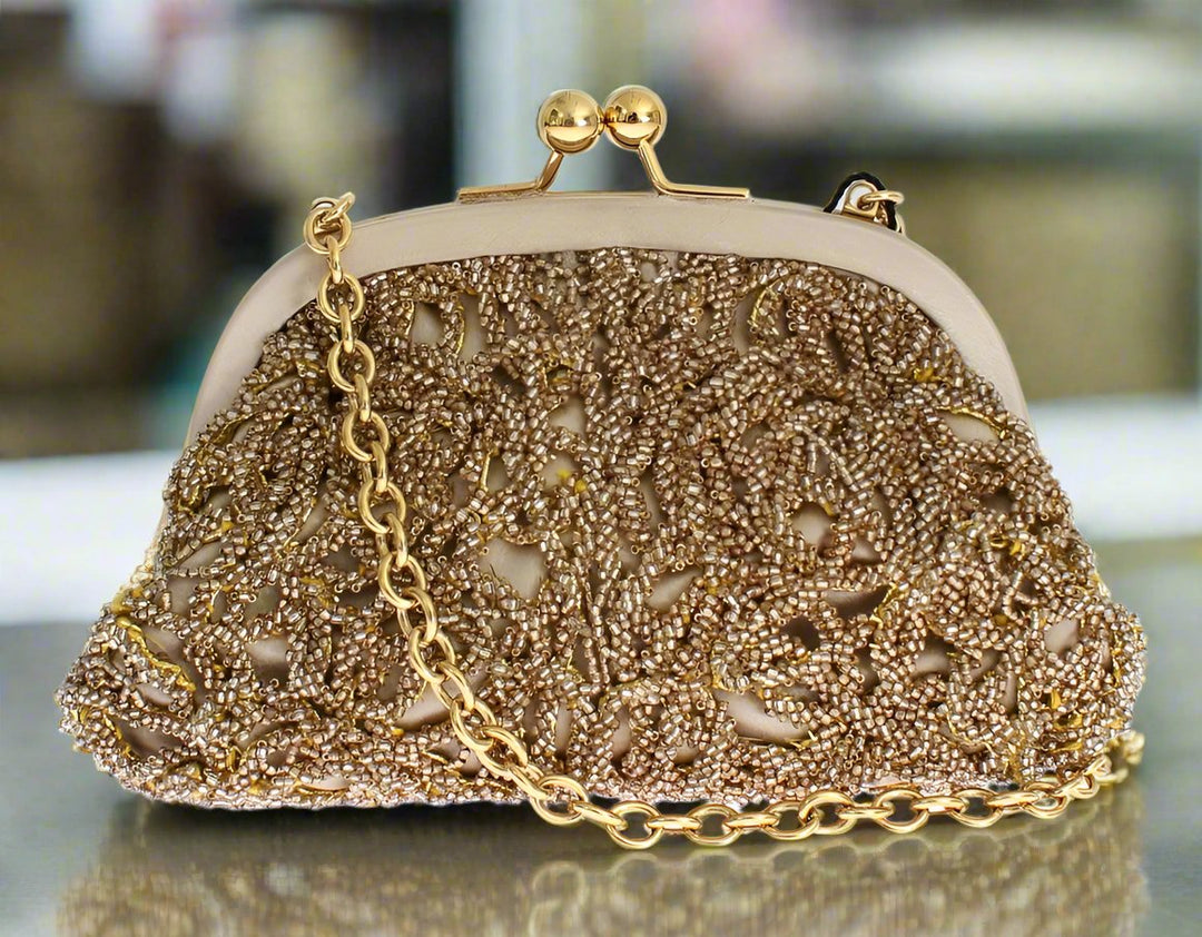 Pochette de soirée à paillettes dorées scintillantes DOLCE &amp; GABBANA 