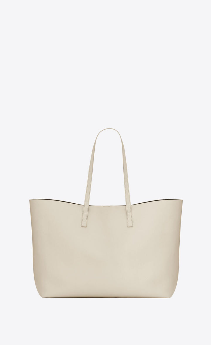 Bolso de hombro tipo tote de piel de becerro blanca de SAINT LAURENT