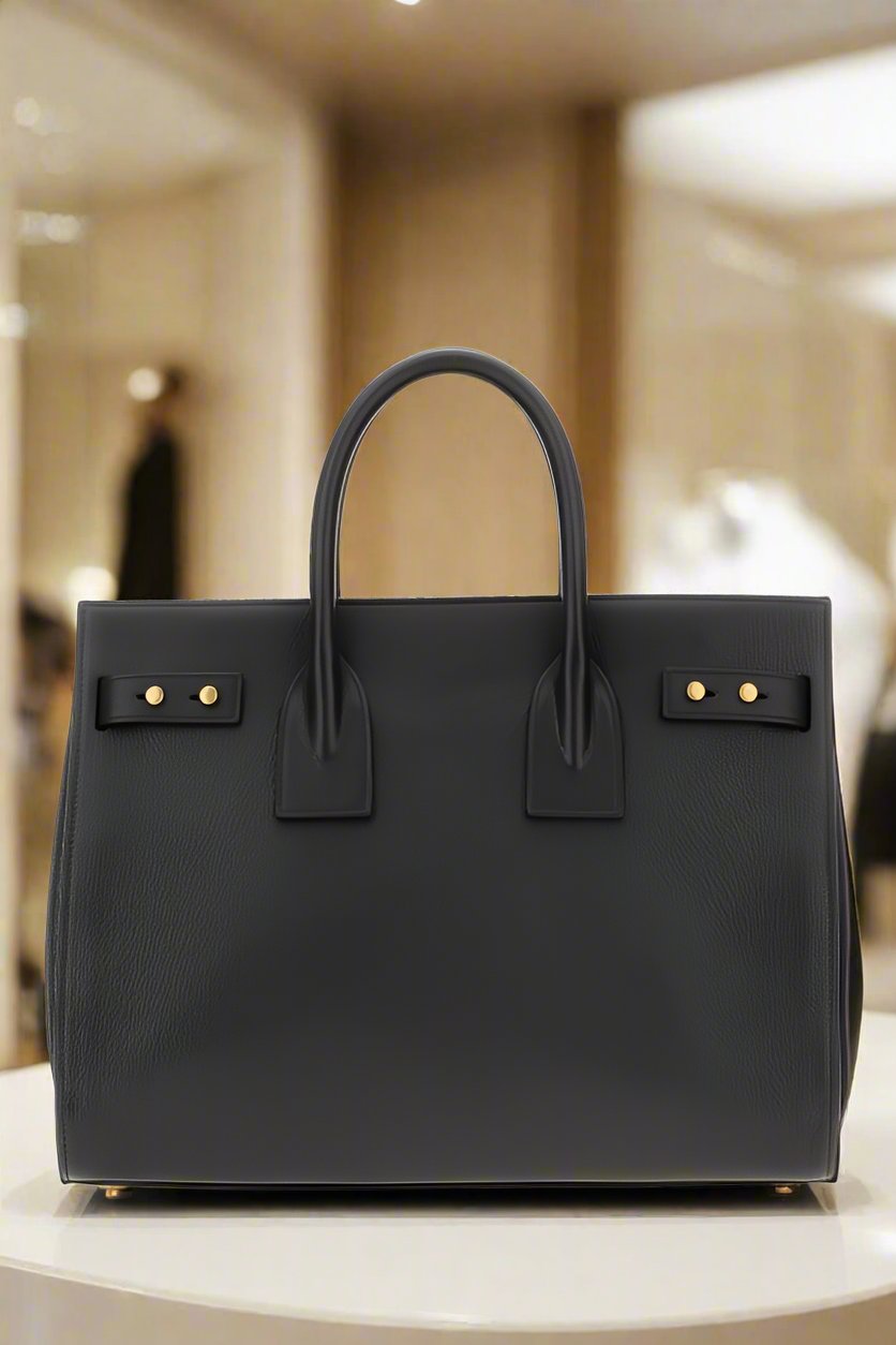 SAINT LAURENT Black Calf Leather Sac De Jour Handbag