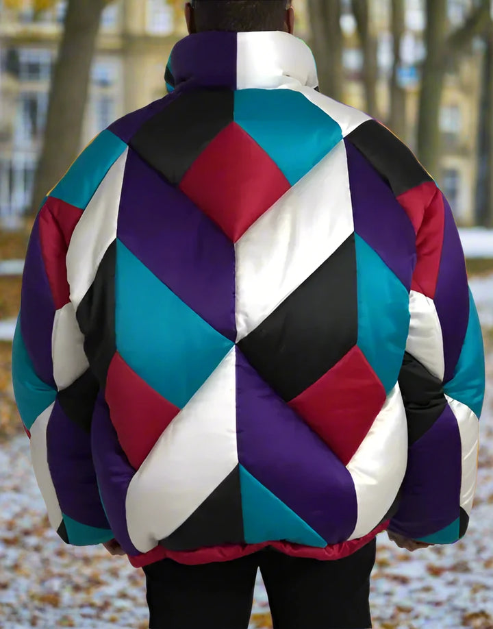 Dolce & Gabbana MULTICOLOR LOGO WINDBREAKER PUFFER JACKET