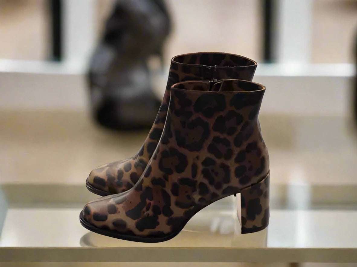 Christian Louboutin ADOXA 70 BROWN LEOPARD PRINT HIGH HEEL BOOTS