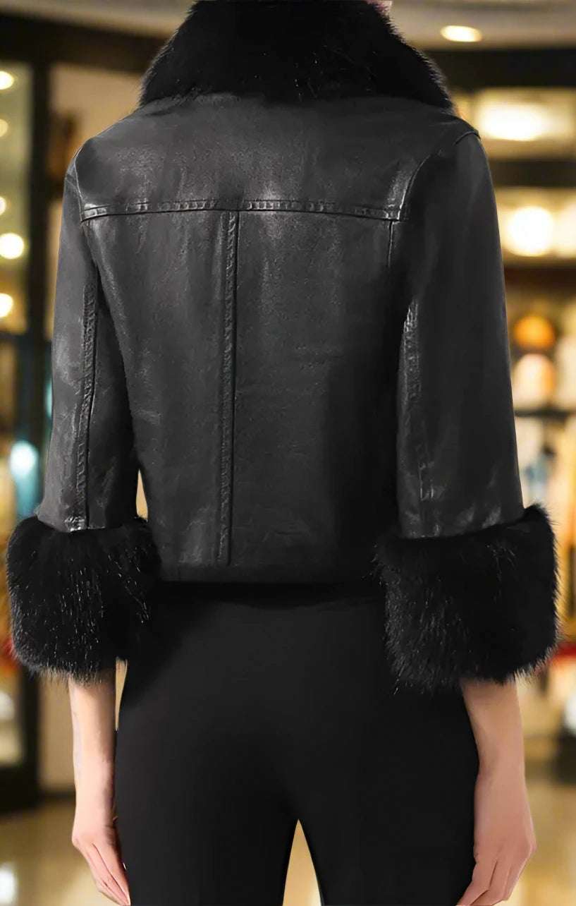 Dolce & Gabbana BLACK LEATHER DI LAMBSKIN JACKETS & COAT