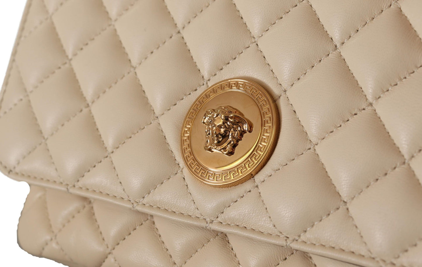 Sac à bandoulière en cuir nappa blanc matelassé à losanges VERSACE