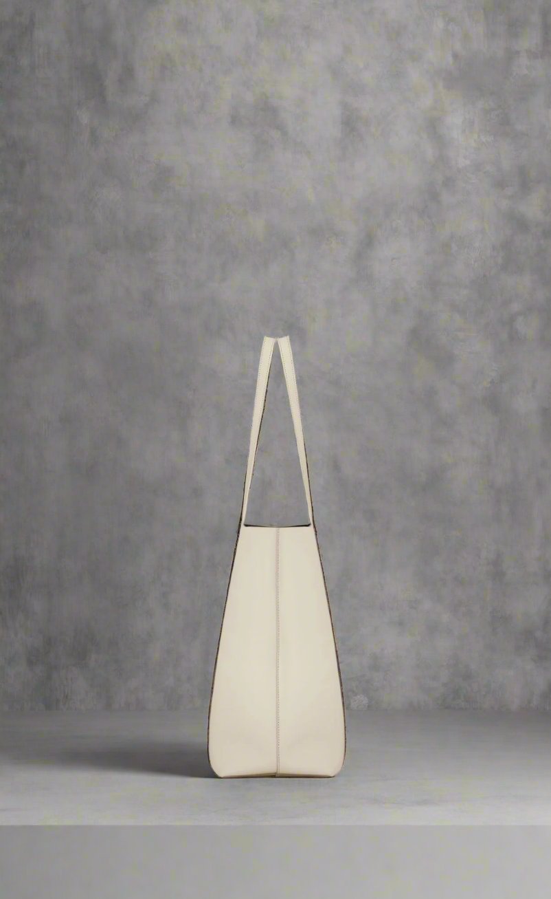 Bolso de hombro tipo tote de piel de becerro blanca de SAINT LAURENT