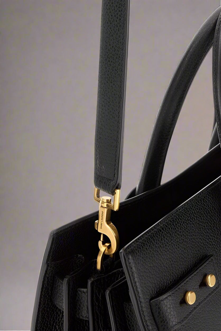 SAINT LAURENT Black Calf Leather Sac De Jour Handbag