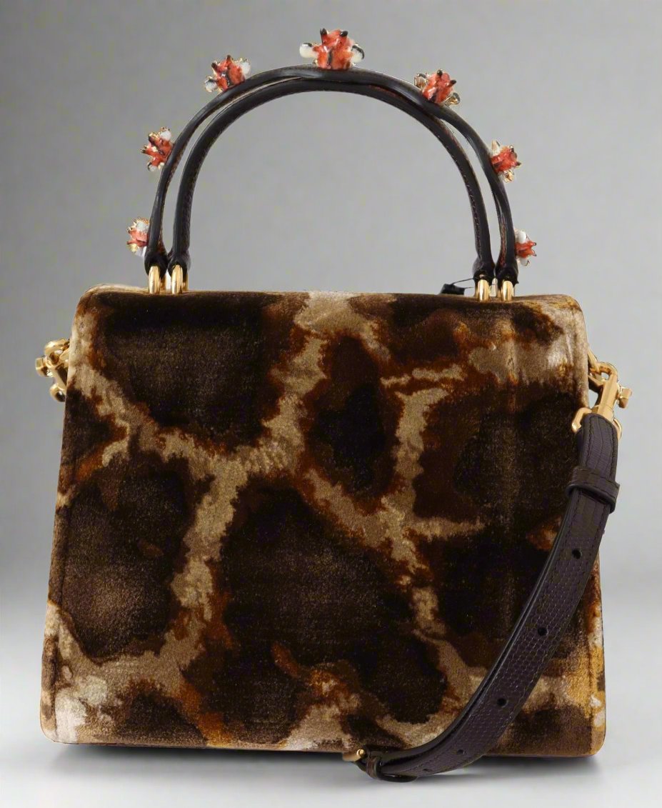 DOLCE & GABBANA Elegant Giraffe Pattern Welcome Bag with Gold Accents