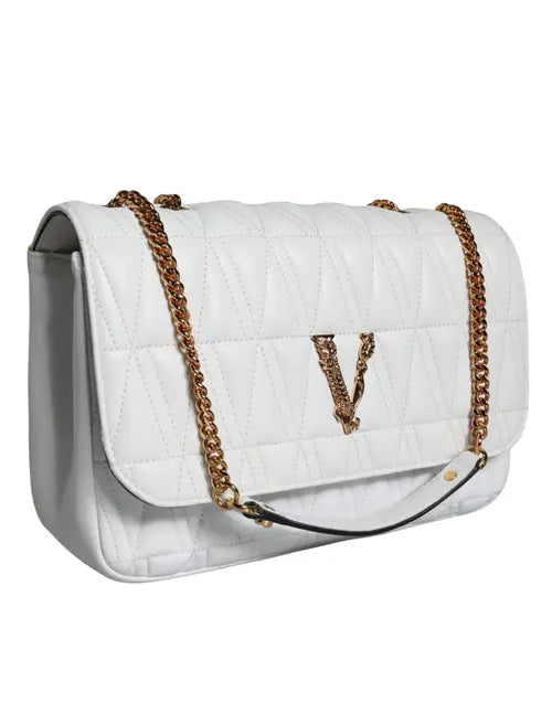 Versace WHITE MINI NAPPA LEATHER CROSSBODY SHOULDER BAG