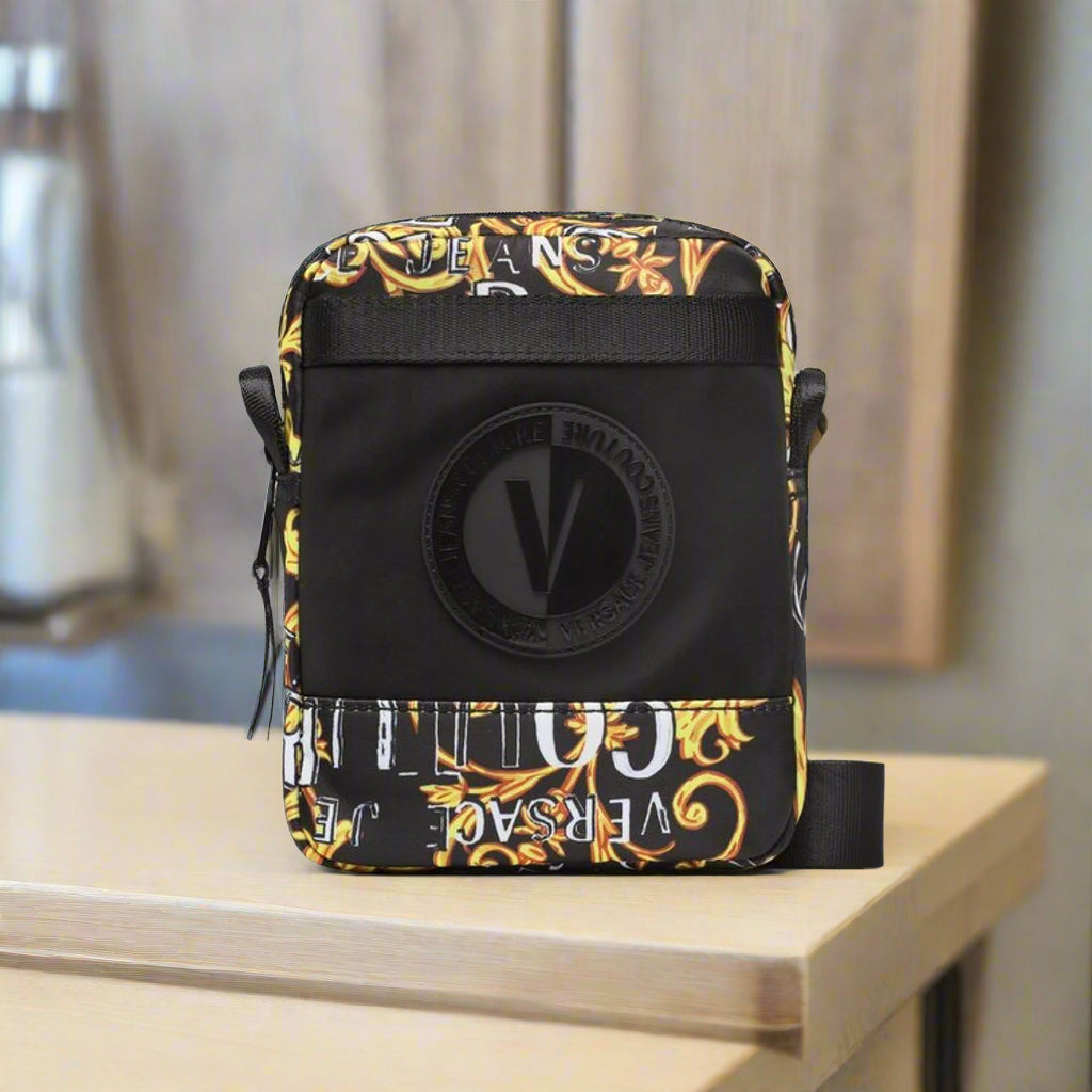 Versace Jeans black ornate graphic print Crossbody Bags