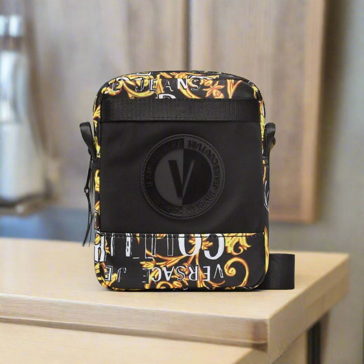 Versace Jeans black ornate graphic print Crossbody Bags