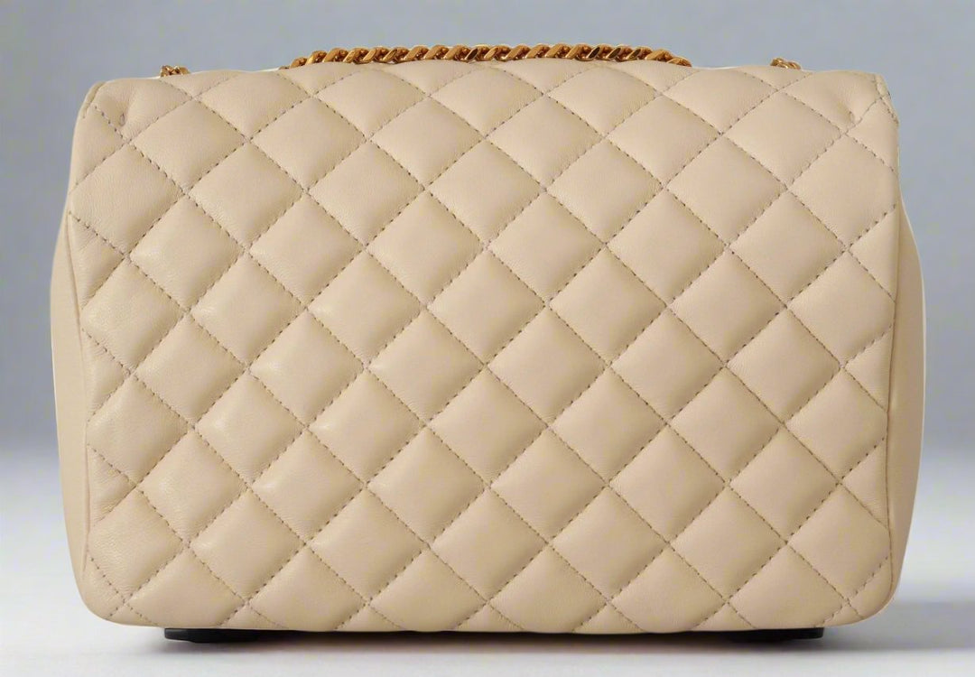 Bolso de hombro de piel de napa blanca con acolchado de rombos de VERSACE