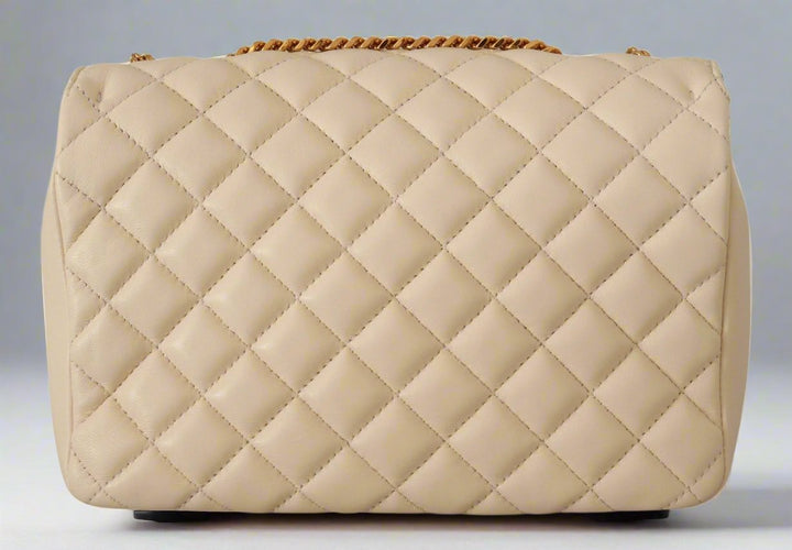 Bolso de hombro de piel de napa blanca con acolchado de rombos de VERSACE