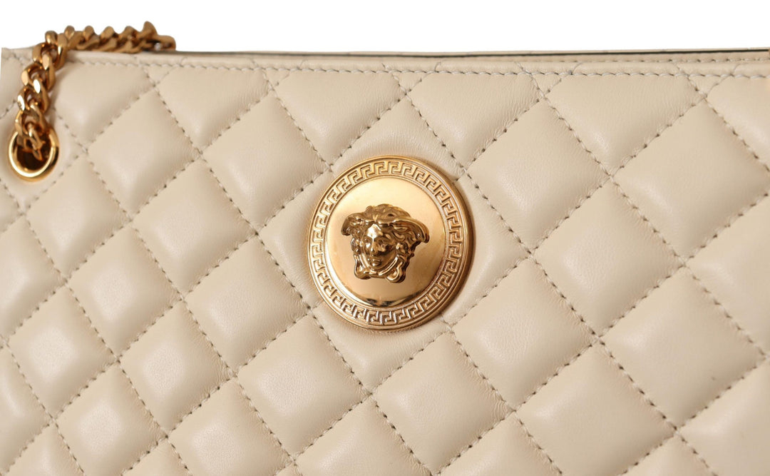 Sac fourre-tout élégant en cuir nappa matelassé blanc VERSACE