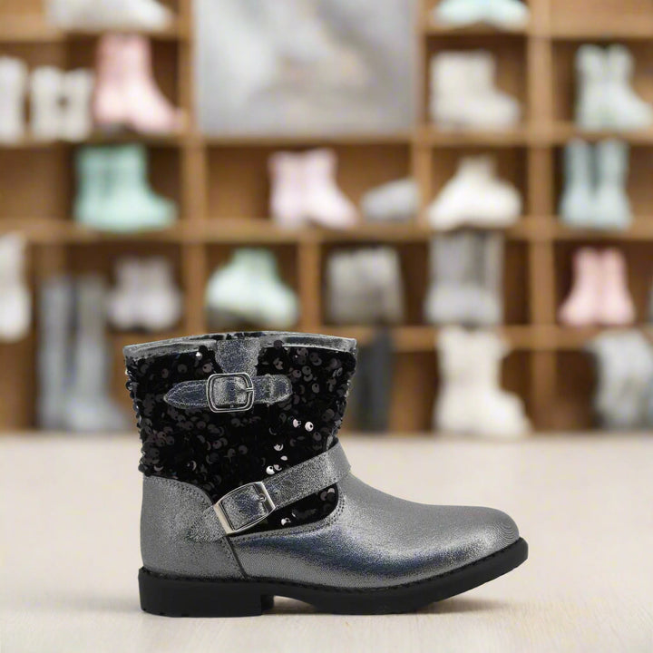 Bottines Shone Kids/Girls gris argenté 