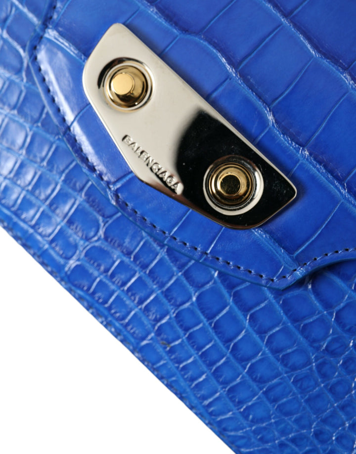 BALENCIAGA Alligator Skin Mini Shoulder Bag - Elegant Blue