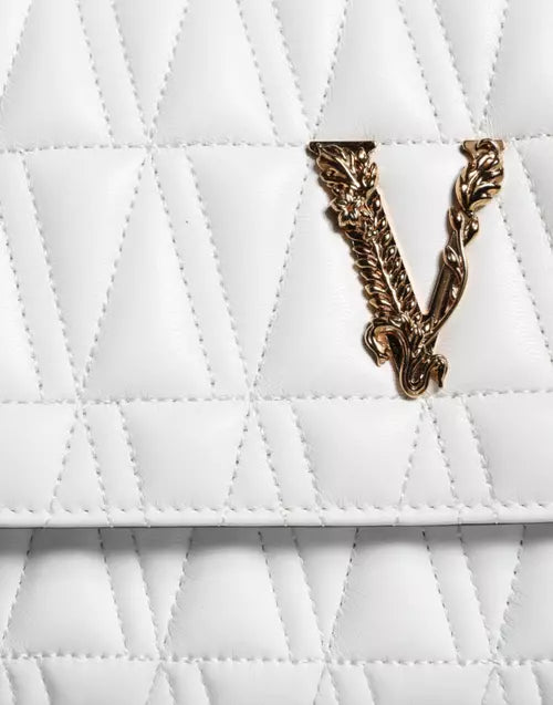 Versace WHITE MINI NAPPA LEATHER CROSSBODY SHOULDER BAG