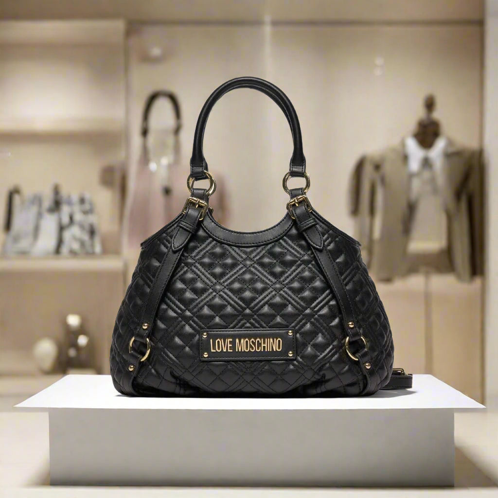 Love Moschino black synthetic leather Handbags