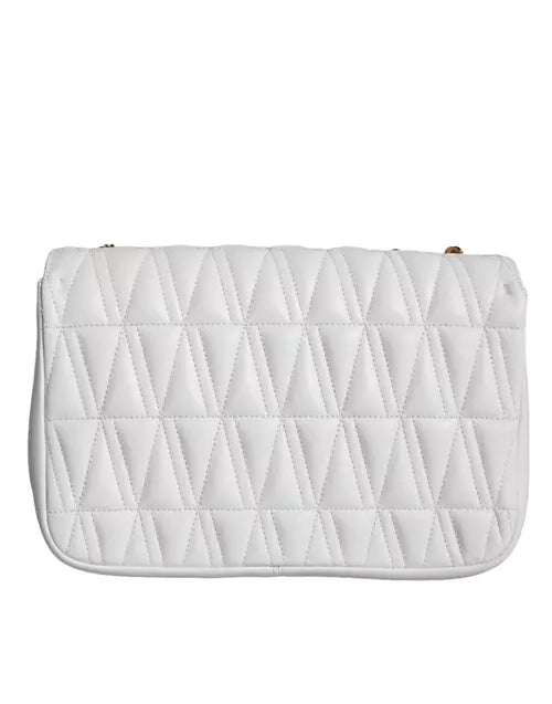 Versace WHITE MINI NAPPA LEATHER CROSSBODY SHOULDER BAG