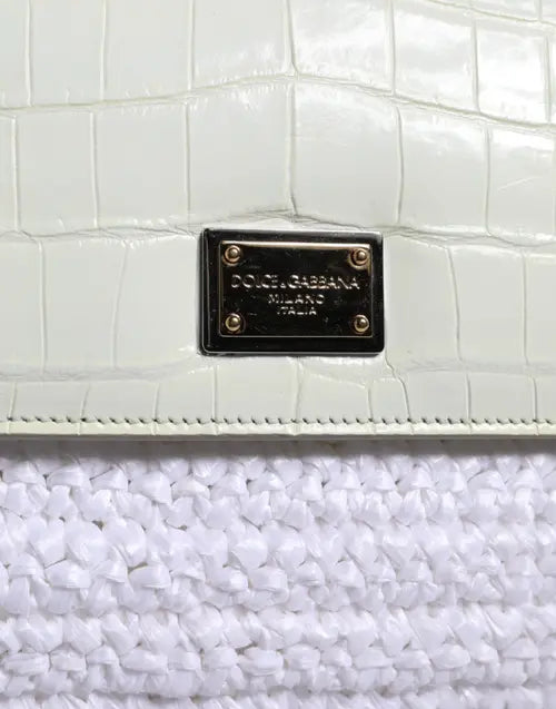 BOLSO BANDOLERA SICILY DE PIEL RAFIA BLANCA DE Dolce &amp; Gabbana