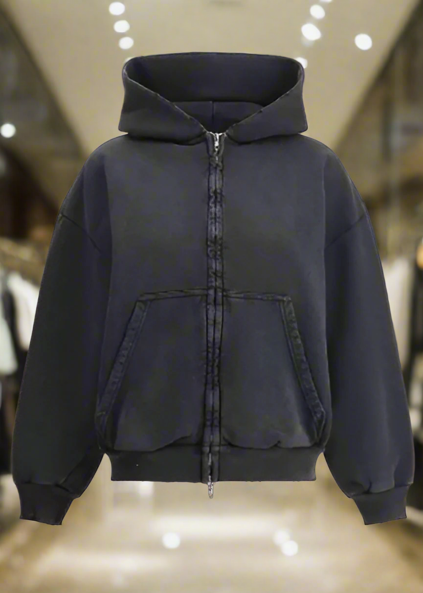 BALENCIAGA women's black/black ZIP-UP HOODIE