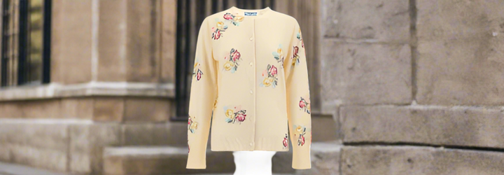 PRADA women's floral  virgin Wool CARDIGAN ITALY