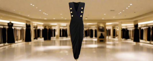 BALMAIN black sleeveless LONG DRESS