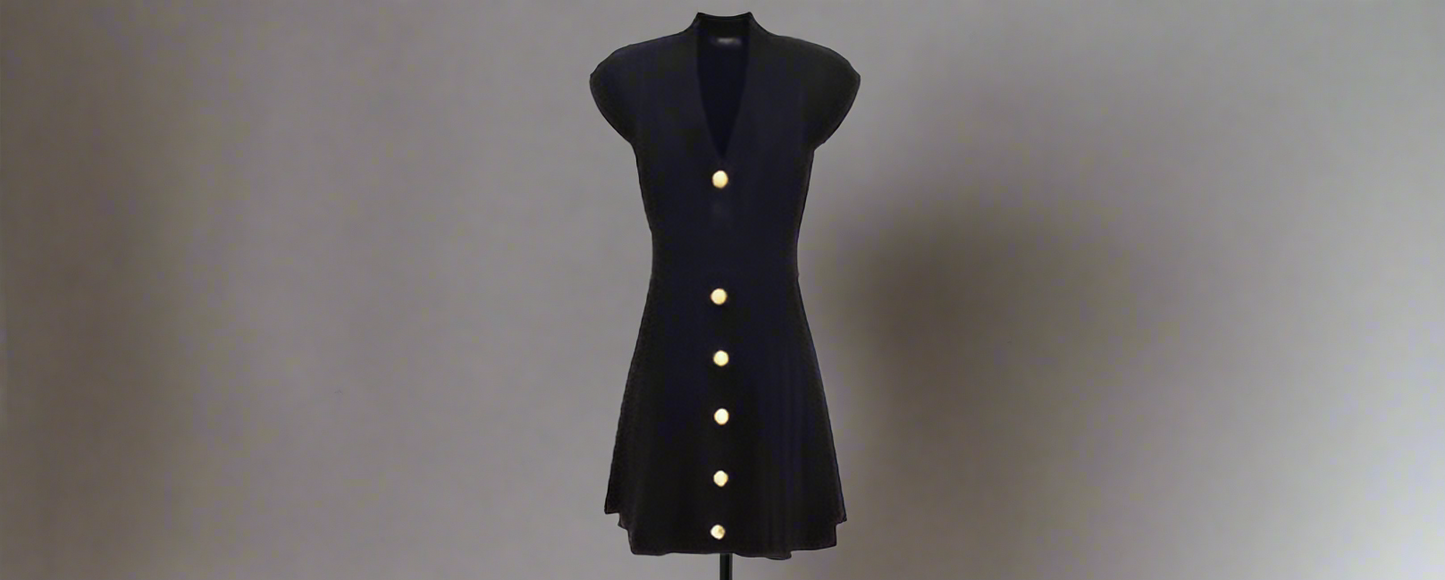 BALMAIN black button front MINI DRESS