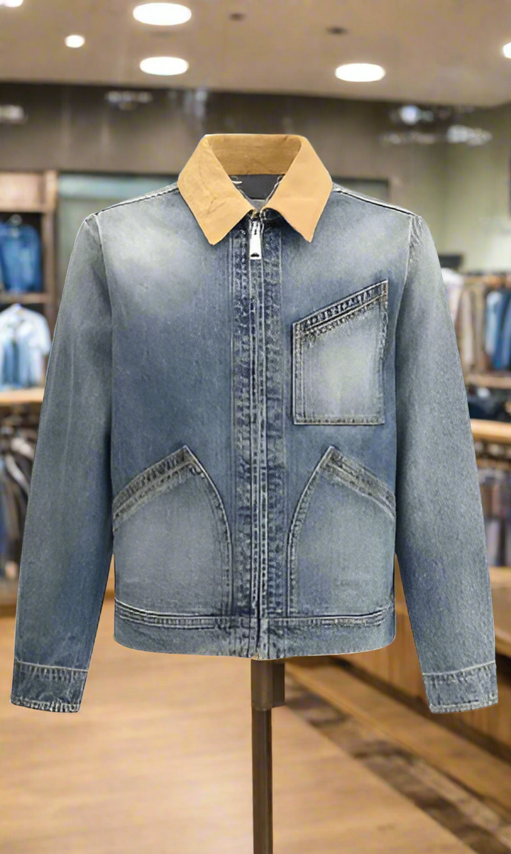 Veste en jean à col en daim pour homme Alexander McQueen 