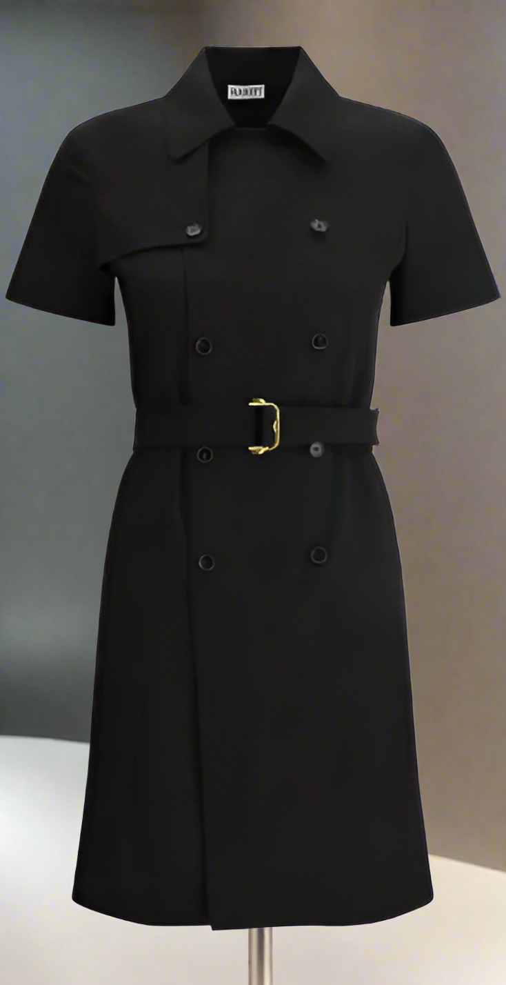 BURBERRY double breasted gold buckled MIDI DRESS