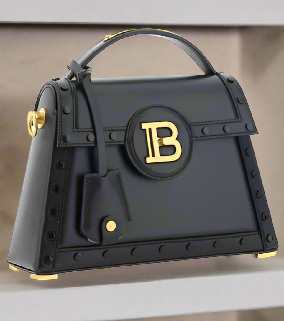 BOLSO DE MANO BALMAIN B-BUZZ DYNASTY DE PIEL NEGRA DE PARÍS 