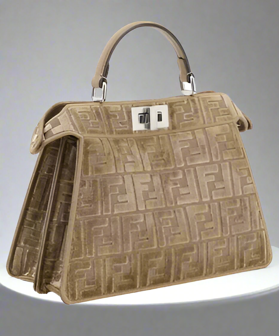 FENDI BROWN VELVET HANDBAG